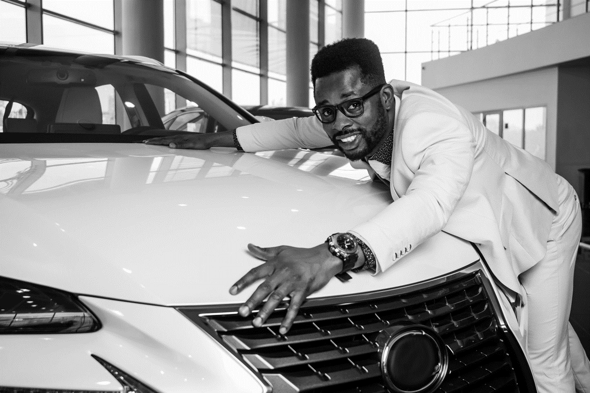 man and car